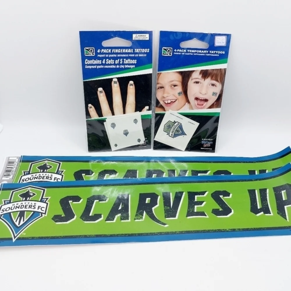Seattle Sounders Lot 2 bumper stickers, nail stickers, and face tattoos‎ New